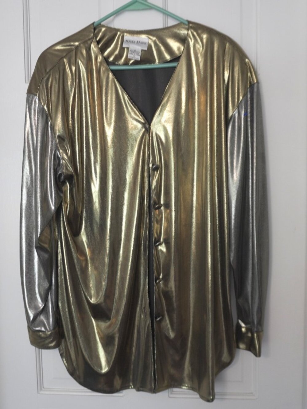 Vintage Ilyssa Maxx Gold and Silver Button Down Top Womens 12